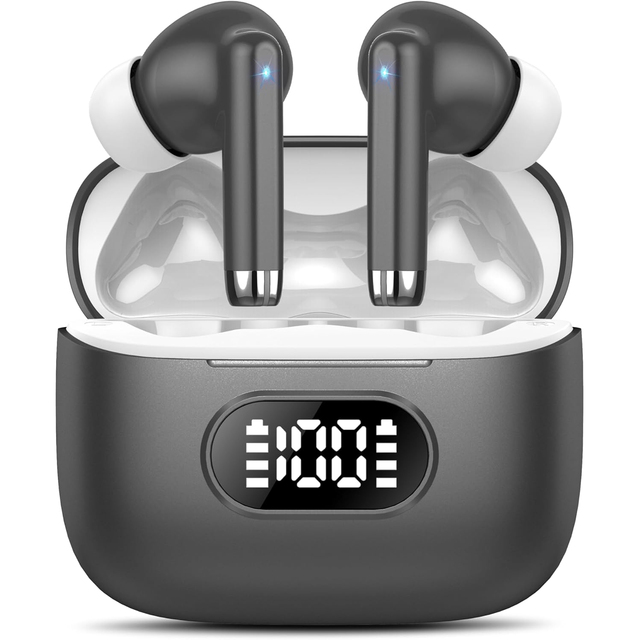 Wireless Earbuds In-Ear Custom Fit for 5.3 HiFi Stereo ENC Noise Cancelling Digital Display IPX7 Waterproof Touch Control