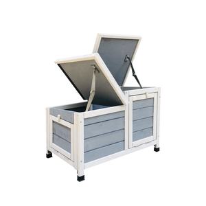 Cage à lapin en bois avec toit étanche ouvrable, plateau sans fuite, construction en bois de sapin robuste pour intérieur/extérieur - Product Image 1