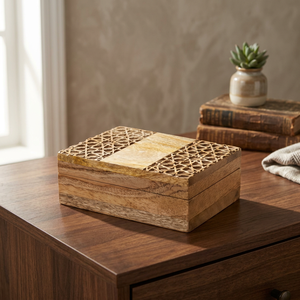 Handmade Personalized Letterpress Printed Wooden Box Geometric Carving Modern Decorative Storage Box Home <b>Office</b> Desk <b>Gift</b> - Product Image 1