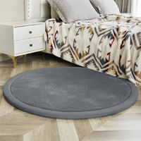 Runder Tatami-Bodenteppich Weiche Kurzflor-Oberfläche Rutschfeste Rückseite Waschbarer Runder Teppich für Wohnzimmer Schlafzimmer Spielzimmer