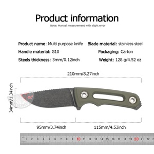 มีดต่อสู้แบบปรับแต่งได้เอง ทำจากเหล็กกล้าไร้สนิม ใบมีดแบบตายตัว พร้อมปลอกมีดอุตสาหกรรม ด้ามจับพลาสติก ความหนา 3.0 มม. รับประกัน 1 ปี - Product Image 6