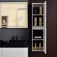 Meuble-lavabo mural élégant et moderne en bois massif avec double vasque en céramique, miroir LED, style ferme, résistant à l'eau, pour salle de bain et chambre
