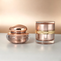 Pot de crème cosmétique ovale de luxe en acrylique or rose 30g 50g avec couvercle à vis et bord perlé