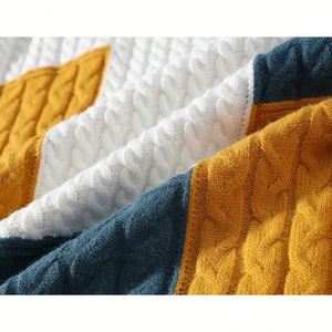 Mode Patchwork Couleur Conception Chandails Ras Du Cou Pull Hiver À Manches Longues Épais Pull Tricoté pour Hommes - Product Image 5