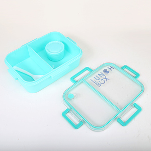 Boîte à lunch en plastique étanche pour adultes Boîte à lunch pour enfants à 2 compartiments avec Spork et Sauce Container - Product Image 3