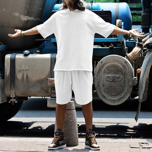 Ensemble de sport décontracté d'été pour le commerce extérieur – T-shirt à manches courtes et short <span class=keywords><strong>tendance</strong></span> pour hommes, style européen et américain - Product Image 4