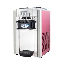 Machine à glace molle Wiberda professionnelle de comptoir, en acier inoxydable 201, refroidissement par air, R134a/R404, 3 saveurs, pour petits espaces