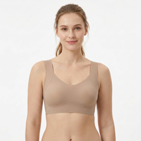 Soutien-gorge sans armatures en soie glacée, sans coutures, push-up, avec bretelles larges et coussinets amovibles, OEM/ODM
