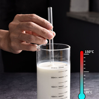Pailles à Cocktail Réutilisables en Verre Borosilicaté, 0.8 x 20 cm, Transparentes et Résistantes à la Chaleur, Écologiques, pour Boissons (Personnalisation du Logo)