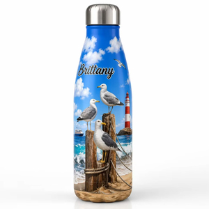 Mug souvenir en acier inoxydable avec impression personnalisée, thème marin, cormorans, Biarritz, Bretagne, <span class=keywords><strong>Marseille</strong></span>, bouteille d'eau souvenir - Product Image 1