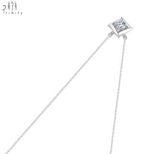 Latest Trendy Rhombus Shape Single Diamond Series 18K Solid Rose Gold Real Natural Diamond Pendant Chain <b>Necklace</b> Gift For Women - Product Image 6