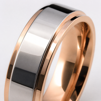 18K Roségold Plattierter Zweifarbiger Stufenförmiger Ehering Anpassbar Gravierbar Elegant Leichter Luxus Zertifiziert Personalisiert