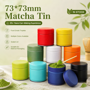 กระป๋องมัทฉะทรงกระบอกขนาด 73x73 มม. วัสดุทินเพลทเกรดอาหาร ฝาปิดสนิท มีหลายสีให้เลือกสำหรับบรรจุภัณฑ์มัทฉะ มีสินค้าในสต็อก - Product Image 1