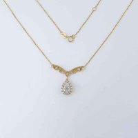 Collier pendentif en or 18 carats avec diamant de laboratoire, forme en V, halo creux, goutte d'eau, taille poire, réglable, bijoux fins pour femme, charme délicat