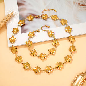 Оптовая продажа, 18 карат позолоченный комплект ювелирных изделий из нержавеющей стали, модная звезда, Луна, бабочка, цветок, полый Шарм для женщин - Product Image 4