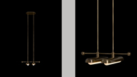 Candelabros decorativos nórdicos minimalistas personalizados XZ Led ahumado-latón Drama diseño de techo alto luces colgantes sala de estar dorada