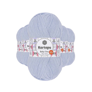 Ensemble de 5 pièces de fil à tricoter sans boulochage Ice Blue K580 Baby One 100% substitut de laine acrylique Taille unique Fabriqué en TR - Product Image 1