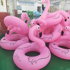 OEM Hot Sale LED PVC Flamingo Inflatable Swimming Ring Pool Swim Tube For Adults