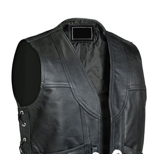 Gilet de moto en cuir véritable fait main sur mesure, respirant, grande taille, sans manches, pour homme, meilleur design - Product Image 3