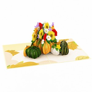 Thanksgiving Pumpkin Floral 3D Pop Up Greeting Card Holiday Handmade <b>Paper</b> Card for Family Friends - Product Image 1