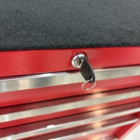 Chariot à outils roulant en acier rouge à 5 tiroirs, avec 3 tiroirs peu profonds et 2 tiroirs profonds, verrouillable, établi mobile pour garage