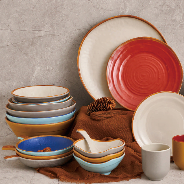 New Innovation Melamine Reusable Plates Tableware No Breakable Dessert Food Dish Set for Restaurant Hotel Buffet Party Wedding