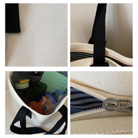 Sac en toile avec impression sérigraphiée et poignées contrastées noires, sac de transport réutilisable pour les événements sur le campus, les marchés et les sorties du week-end