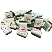 Jeu de Mahjong Américain Vert Marbré Festif de Noël, 160 Pièces, Tuiles Acryliques à 4 Couches pour Table de Luxe, Décoration de Fêtes, Articles de Collection