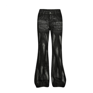 Jean en denim pour homme enduit d'huile et de cire, coupe droite classique, style gothique, streetwear, hip-hop, décontracté - Product Image 6