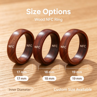 Bague intelligente NFC personnalisée en bois massif et céramique, puce NTAG216 CUID, bague RFID passive pour le contrôle d'accès et les cartes sociales