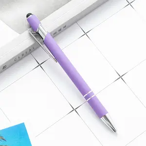 Promotional Metal Aluminum Rod Spraying 2 In1 Press Type Touch Screen Pen Promotion Gift Advertising Custom Ballpoint Pen