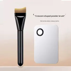 Pinceau de fond de teint professionnel à manche en bois <span class=keywords><strong>ultra</strong></span>-mince et concave pour maquillage liquide du visage - Product Image 3