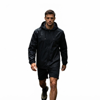 Blouson bomber noir à capuche zippé pour homme, patchwork, imperméable, respirant, léger, décontracté, vêtement d'extérieur, OEM personnalisé