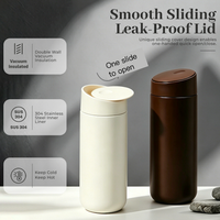 Nouvelle tasse isotherme transfrontalière en acier inoxydable 304 de 450 ml, double paroi sous vide, portable avec couvercle coulissant, pour l'eau - Modèle 2026