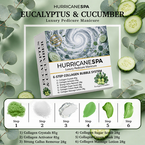 Kit de Pedicura Profesional HurricaneSpa de 6 Pasos con Colágeno Vegetal, Eucalipto y Pepino, Fórmula Personalizada OEM ODM, Venta al Por Mayor - Product Image 1