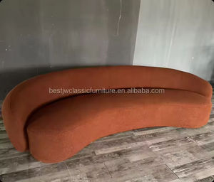 Canapé modulaire incurvé en tissu <span class=keywords><strong>orange</strong></span> moderne, rembourrage en peluche, sectionnel pour salon contemporain, design <span class=keywords><strong>scandinave</strong></span>, utilisation hôtelière - Product Image 3