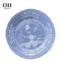 Ohere Ensemble de vaisselle en porcelaine osseuse à fleurs bleues, ensemble d'assiettes en relief pour mariage et fête, décoration de table, assiettes de présentation