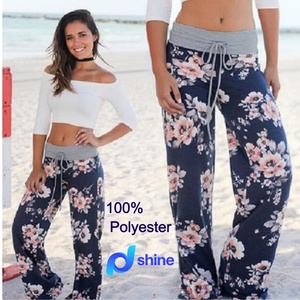 Pantalones Anchos de Verano con Estampado Floral Pintado, Cómodos, Casuales, Antiarrugas, de Cintura Media, con Cordón Ajustable, para Navidad - Product Image 1
