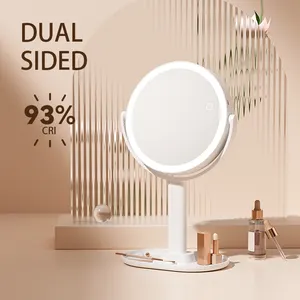 Doppelseitige 360-Grad-Rotation 1X/10X stehender vergrößernder Badezimmer-Schminkspiegel mit Licht
