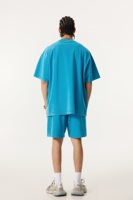 Ensemble T-shirt et Short Homme Effet Délavé Acide, Style Vintage Streetwear, 100% Coton Épais, Coupe Oversize, Lot de 2 Pièces