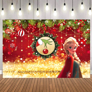 Princesa Elsa Stitch Mickey Navidad Telones de fondo Impresión digital Fiesta Cumpleaños Navidad Decoración Telón de fondo <span class=keywords><strong>Banner</strong></span> - Product Image 3