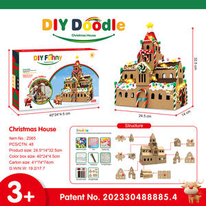 MILI enfants haute qualité carton assembler Puzzle jouet créatif à la main bricolage artisanat Kit village de noël maisons en papier - Product Image 4