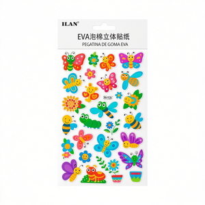 Adesivi 3D in schiuma EVA di Ilaan, insetti e fiori colorati per lavori manuali per bambini - Product Image 2