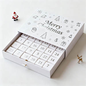 Carton rigide de grande taille à fermeture magnétique avec logo personnalisé de luxe Boîte de Noël de calendrier de l'avent vide à compte à rebours de 24 jours pour dessert - Product Image 4