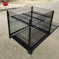 Cage promotionnelle roulante en fil métallique noir pour supermarché, avec roulettes, robuste, carrée, pour affichage de liquidation en magasin