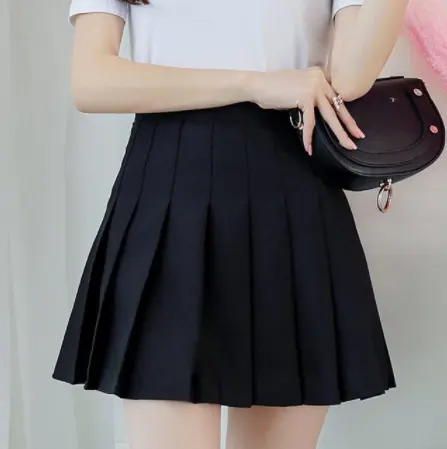 Jupe plissée à taille haute pour femmes, Mini-jupe décontractée à carreaux de ligne a, uniforme scolaire japonais de Tennis, Kawaii, noir, été, collection