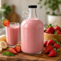 Bouteille en verre 4L avec poignée et couvercle, distributeur de boissons en verre transparent 4000ml pour milkshake, vente en gros personnalisée