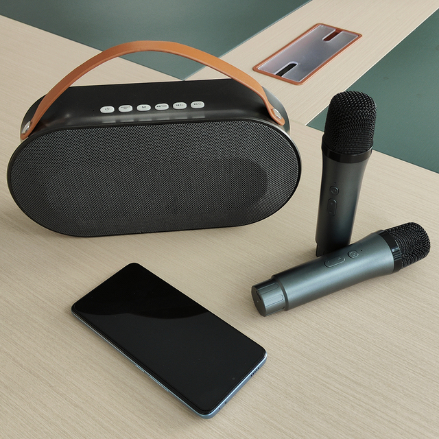 30W Power Loa Portable Audio Player  Sound Box With Karaoke Microphone Lyric Speaker Box Music System Full Set