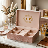 Boîte cadeau en carton rigide rose en velours personnalisée haut de gamme avec logo, pour cosmétiques, parfums et bijoux, présentoir d'emballage en suède