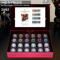 Lot de 24 couleurs de poudre miroir effet chrome titane 0,5g/pot, poudre magique couleur unie pour nail art